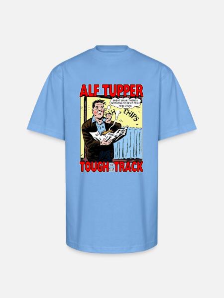 Alf Tupper Tough of the Track Comic Fish & Chips - Unisex Oversized Heavyweight T-Shirt - sky blue