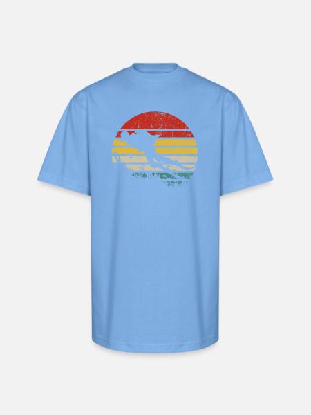 Surfer Sunset Retro Stripes - Unisex Oversized Heavyweight T-Shirt - sky blue