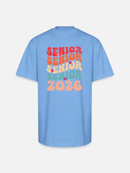 Senior Class 2026 Floral Rainbow - Unisex Oversized Heavyweight T-Shirt - sky blue