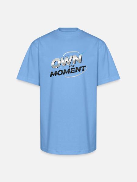 Own the Moment Metallic Logo - Unisex Oversized Heavyweight T-Shirt - sky blue