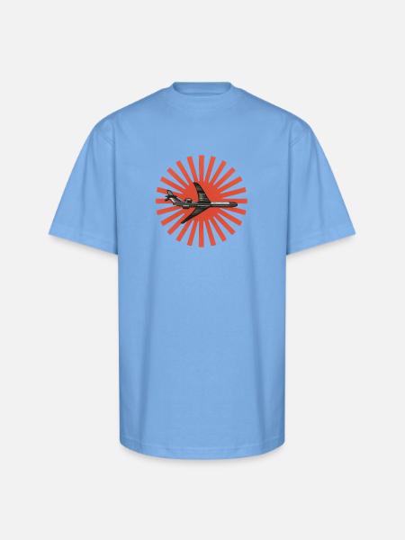 Red Sunburst plane Emblem - Unisex Oversized Heavyweight T-Shirt - sky blue