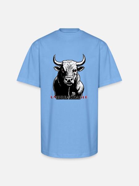 Unbreakable Bull Portrait - Unisex Oversized Heavyweight T-Shirt - sky blue