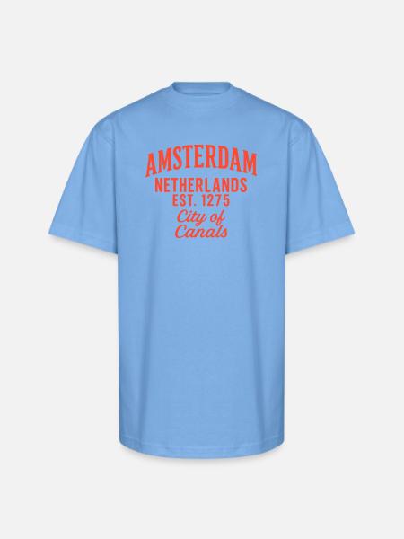 Amsterdam City of Canals Shirt - Unisex Oversized Heavyweight T-Shirt - sky blue