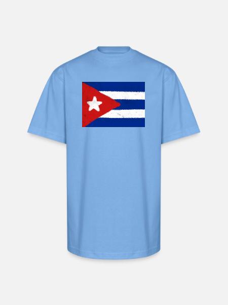 Cuban flag  - Unisex Oversized Heavyweight T-Shirt - sky blue