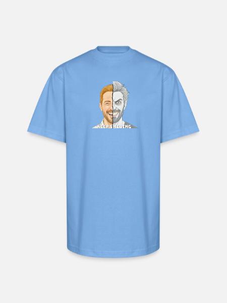 Split Face Smile Keep Smiling - Unisex Oversized Heavyweight T-Shirt - sky blue