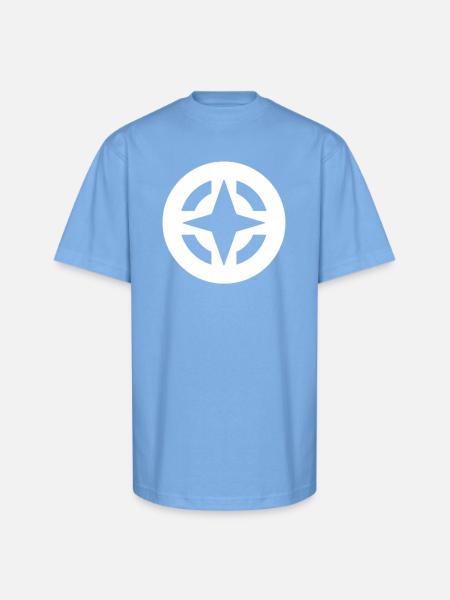 Compass Star Circular Emblem - Unisex Oversized Heavyweight T-Shirt - sky blue