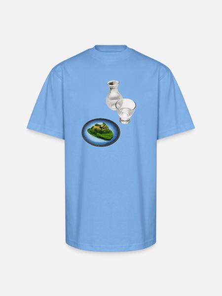 Sake with Spinach - Unisex Oversized Heavyweight T-Shirt - sky blue