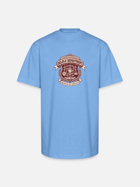 Delulu Department Crest - Unisex Oversized Heavyweight T-Shirt - sky blue