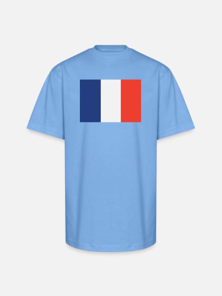 Vertical French Flag Trio - Unisex Oversized Heavyweight T-Shirt - sky blue