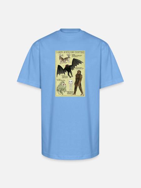 North American Cryptids Poster - Unisex Oversized Heavyweight T-Shirt - sky blue