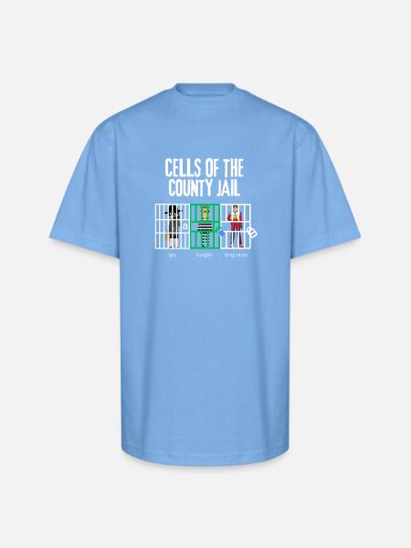 Cellblock Trio Jail Scene - Unisex Oversized Heavyweight T-Shirt - sky blue