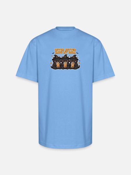 Witch Boba Trio Cats - Unisex Oversized Heavyweight T-Shirt - sky blue