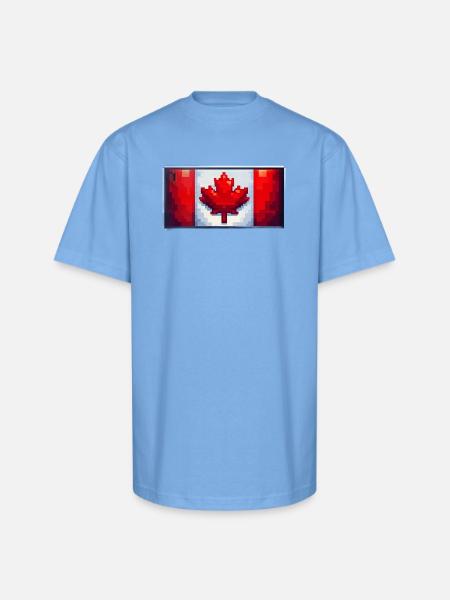 Pixel Maple Flag - Unisex Oversized Heavyweight T-Shirt - sky blue
