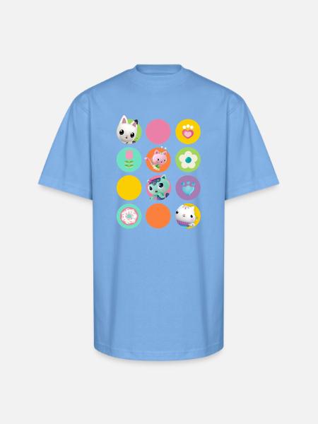 Gabbys Dollhouse Gabbys Friends & Colorful Symbols - Unisex Oversized Heavyweight T-Shirt - sky blue