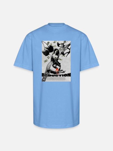 Pinup Noir Lace Seduction - Unisex Oversized Heavyweight T-Shirt - sky blue