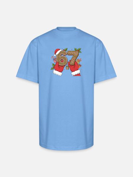 Holiday Gingerbread 6 7 Meme - Unisex Oversized Heavyweight T-Shirt - sky blue