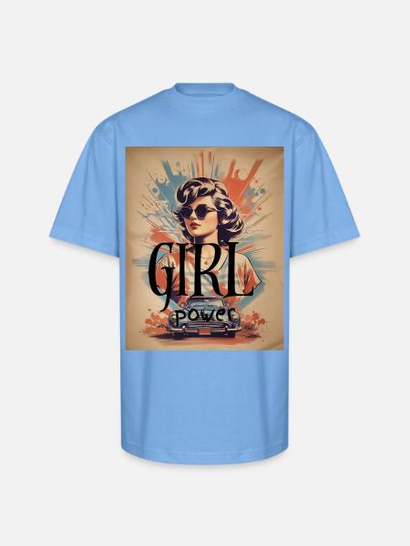 GIRL Power Retro Ride - Unisex Oversized Heavyweight T-Shirt - sky blue