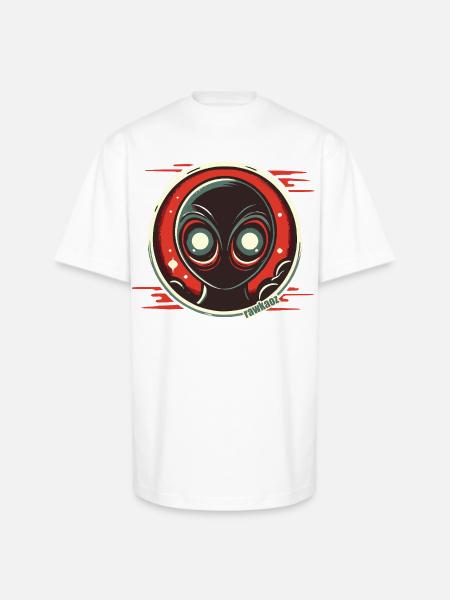 Cosmic Alien Face Illustration - Unisex Oversized Heavyweight T-Shirt - white