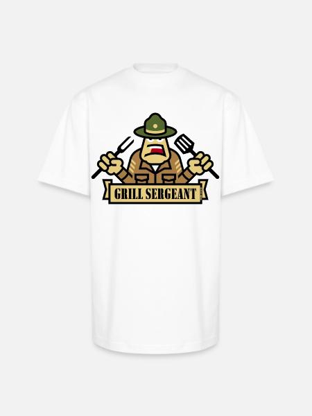 Grill Sergeant (Grilling / BBQ / Barbecue) - Unisex Oversized Heavyweight T-Shirt - white