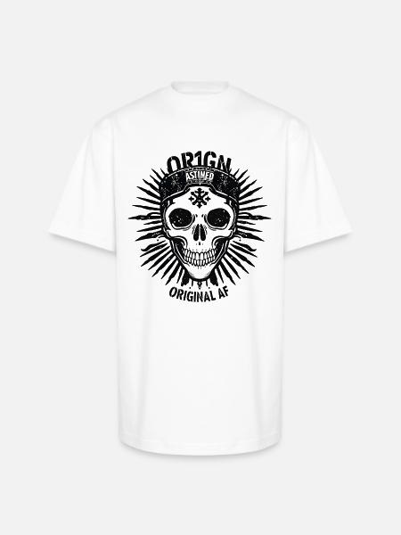Dark Sunburst Skull Emblem - Unisex Oversized Heavyweight T-Shirt - white
