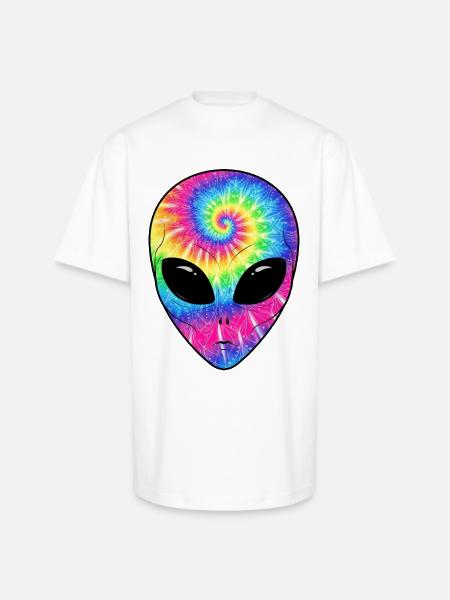 Psychedelic Alien TieDye Face - Unisex Oversized Heavyweight T-Shirt - white