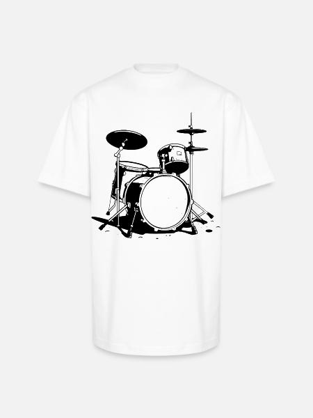 Drum Kit Sketch - Unisex Oversized Heavyweight T-Shirt - white
