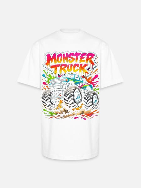 Monster Truck Neon Splash - Unisex Oversized Heavyweight T-Shirt - white