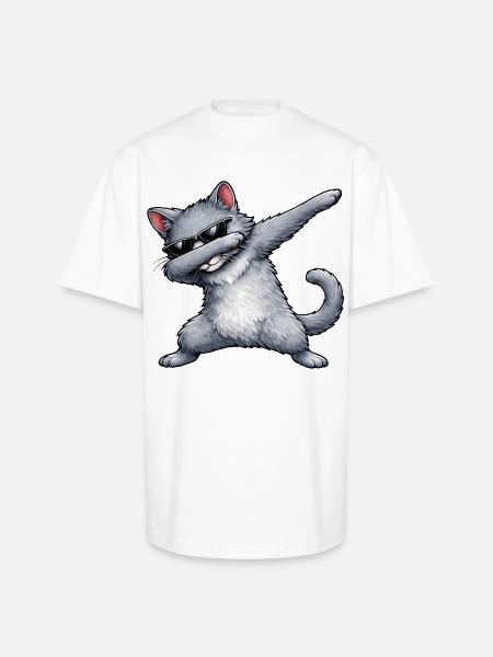 Dabbing Russian Blue Cat - Unisex Oversized Heavyweight T-Shirt - white