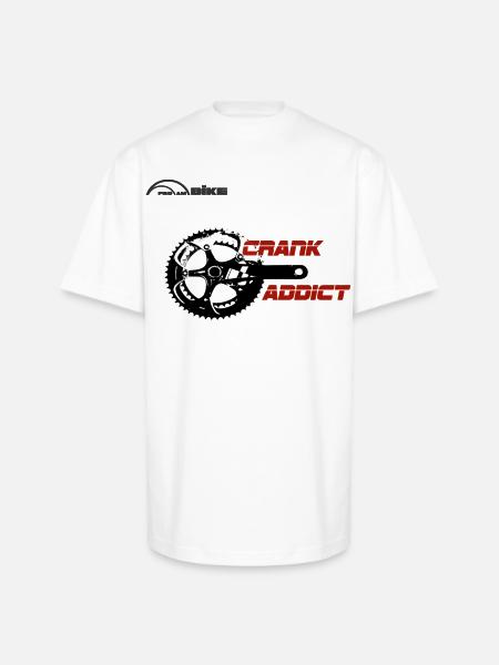 Crank Addict Cycle Gear - Unisex Oversized Heavyweight T-Shirt - white