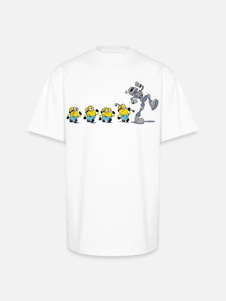 Minions In A Row With Robot - Unisex Oversized Heavyweight T-Shirt - white