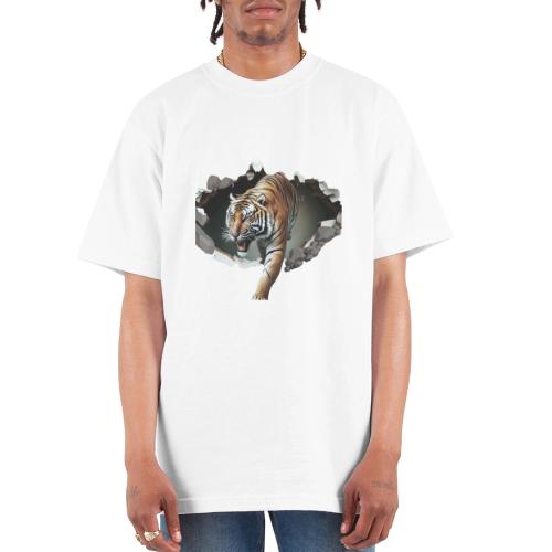 Fashion Design Tiger Coming Out, Wild Feline Tiger - Unisex Oversized Heavyweight T-Shirt