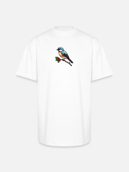 طائر السعادة الصغير - تصميم فني. - Unisex Oversized Heavyweight T-Shirt - white