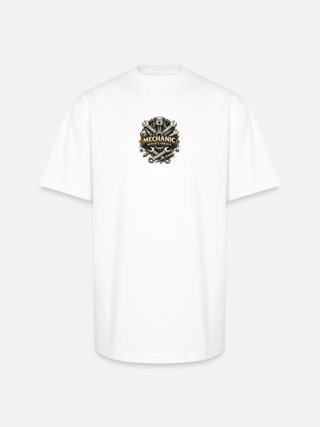 Mechanic Gear Emblem - Unisex Oversized Heavyweight T-Shirt - white