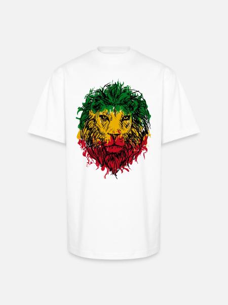 Africa map rasta lion - Unisex Oversized Heavyweight T-Shirt - white