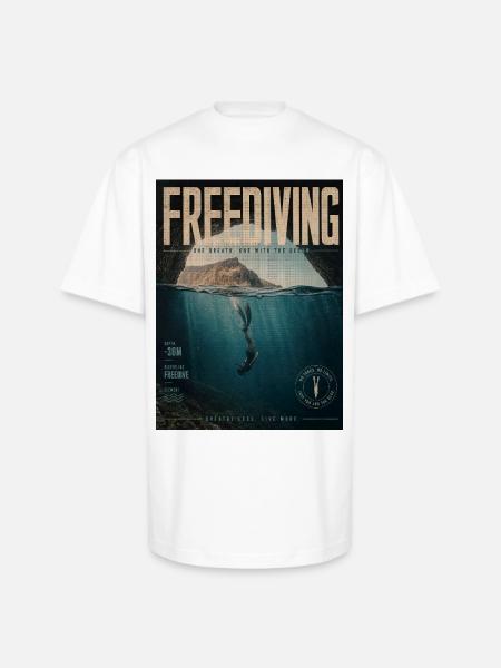 Freediving Depths Ocean Poster - Unisex Oversized Heavyweight T-Shirt - white
