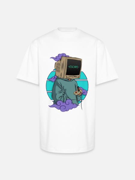Escape Console Hoodie - Unisex Oversized Heavyweight T-Shirt - white