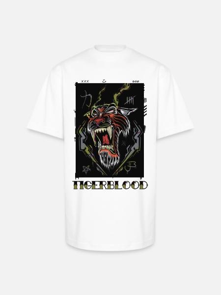 Tigerblood Neon Roar - Unisex Oversized Heavyweight T-Shirt - white