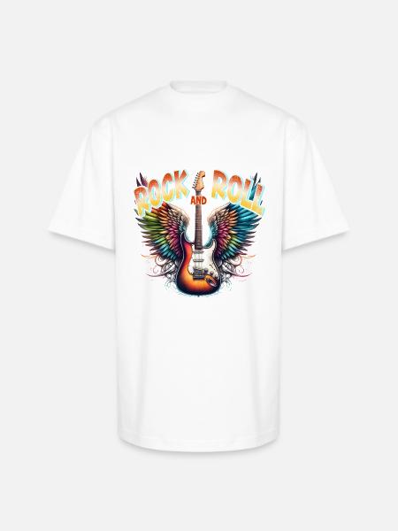 Rock and Roll - Guitar - Unisex Oversized Heavyweight T-Shirt - white