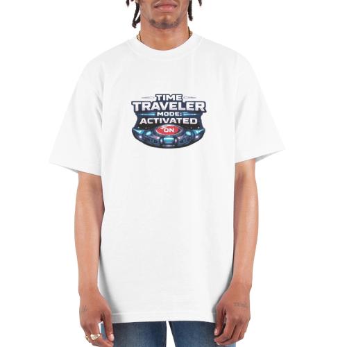 Time Traveler Mode – Futuristic Neon Sci-Fi Tee - Unisex Oversized Heavyweight T-Shirt