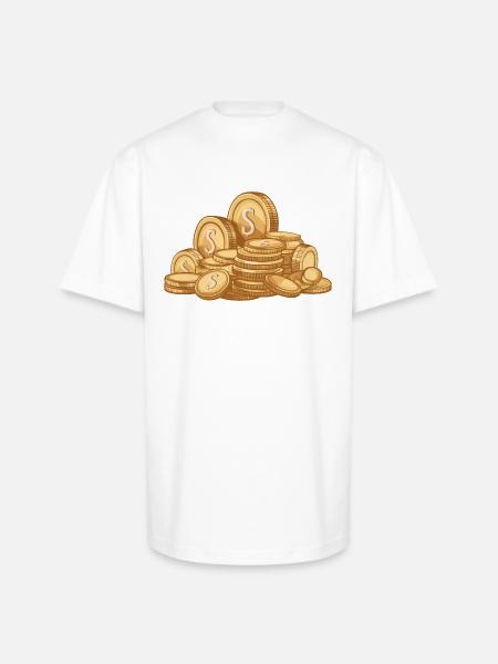 Pile of Gold Coins - Unisex Oversized Heavyweight T-Shirt - white