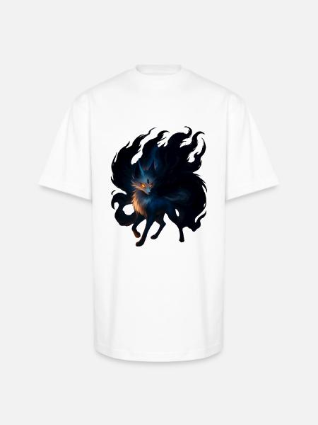 Mystic Night Wolf Illustration - Unisex Oversized Heavyweight T-Shirt - white