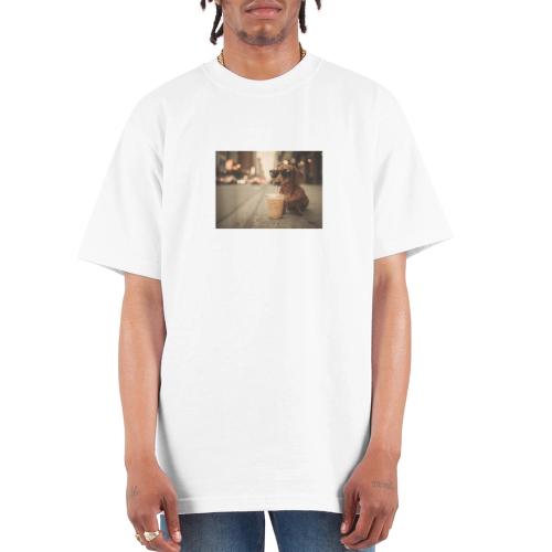 Funny Dachshund Iced Coffee Lover Tee - Unisex Oversized Heavyweight T-Shirt