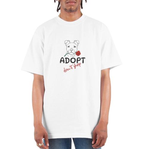 Retro Adopt Dont Shop Cute Puppy Rose Tee - Unisex Oversized Heavyweight T-Shirt