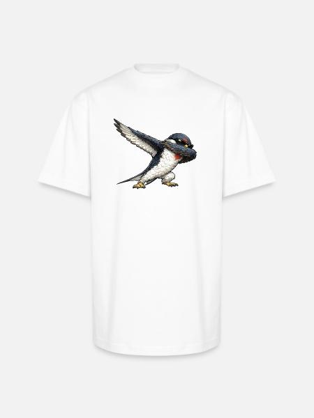 Dabbing Swallow - Unisex Oversized Heavyweight T-Shirt - white