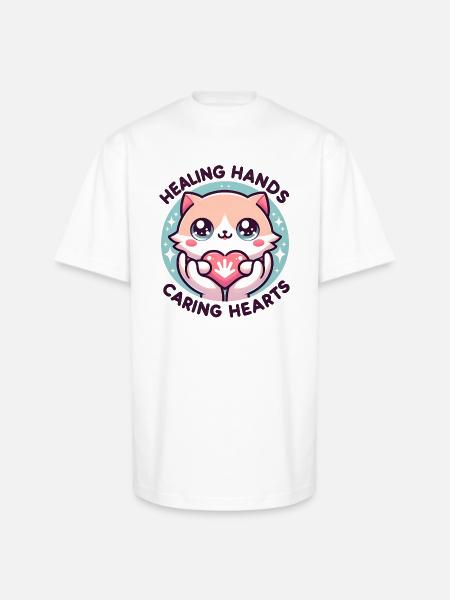 Healing Hands - Unisex Oversized Heavyweight T-Shirt - white
