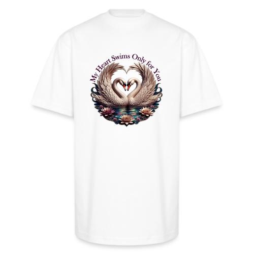 My Heart Swims Only for You Swan Heart T-Shirt - Unisex Oversized Heavyweight T-Shirt