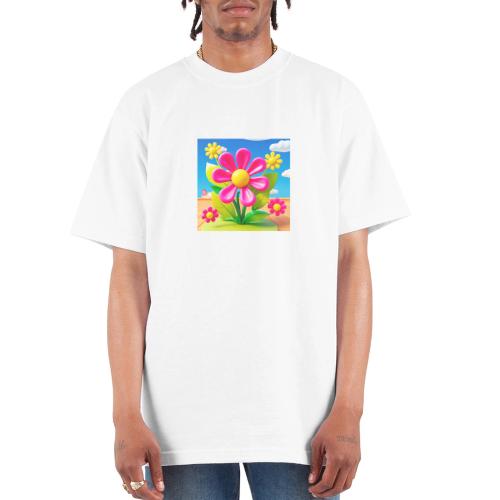 Pink Floral Peace | Sky & Nature Design - Unisex Oversized Heavyweight T-Shirt
