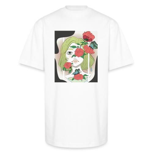 Girl with Rose Vine - Unisex Oversized Heavyweight T-Shirt