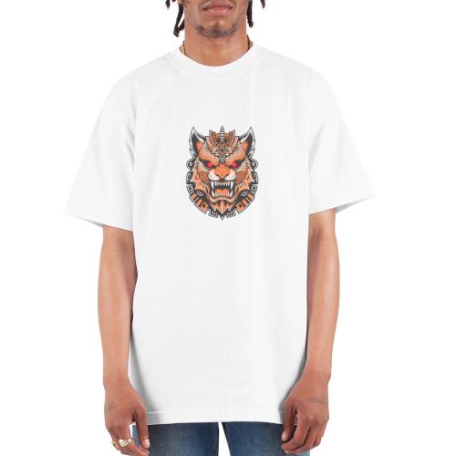 Tribal Demon Wolf Mask - Unisex Oversized Heavyweight T-Shirt