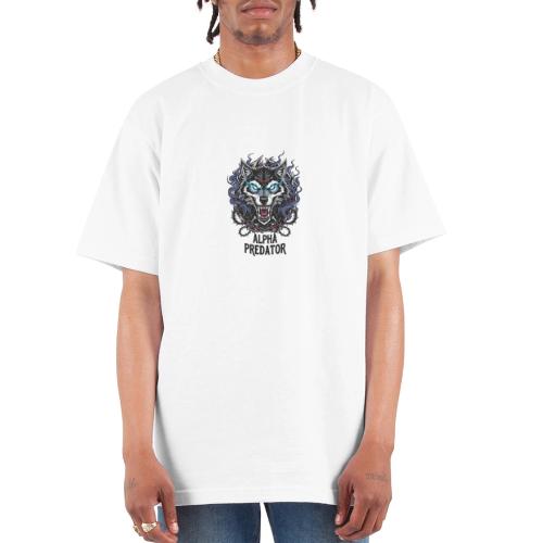 Alpha Predator Wolf Fierce Neon Eyes - Unisex Oversized Heavyweight T-Shirt